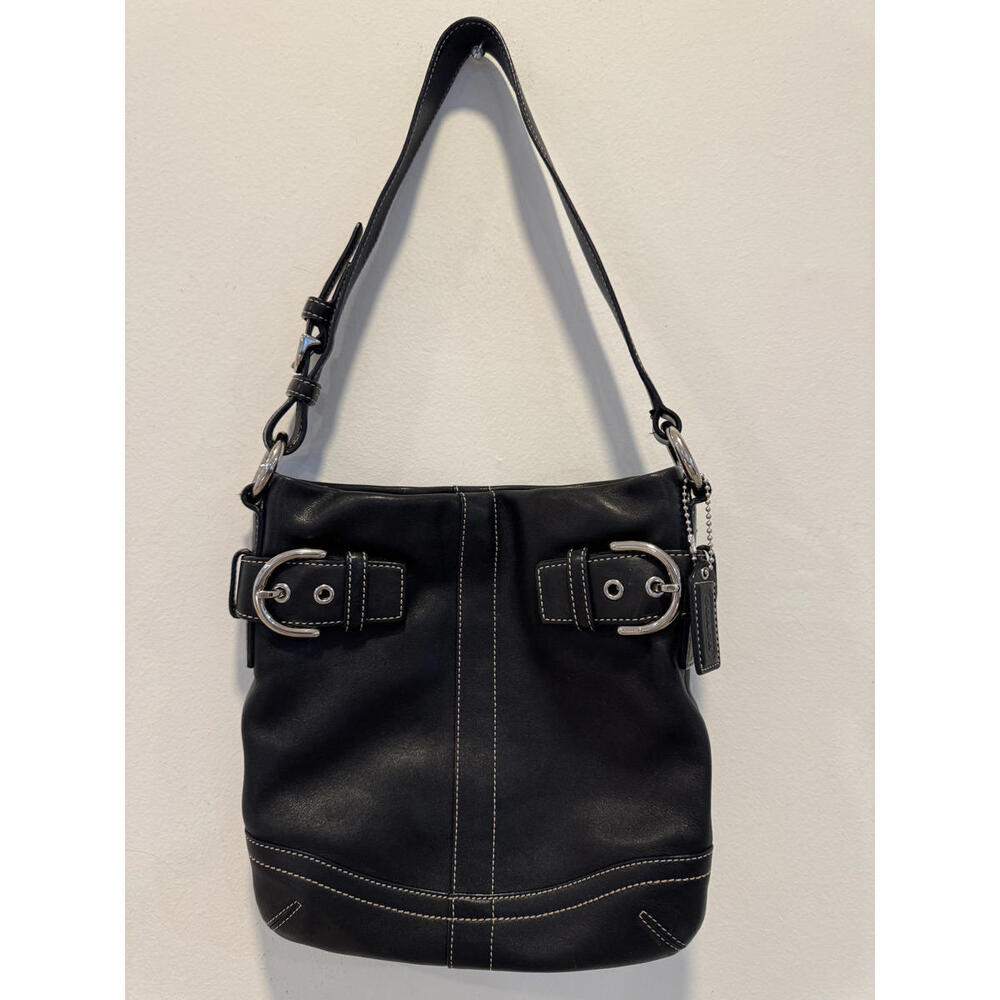 Coach Vintage Soho Slim Duffle Shoulder Bag Black Leather